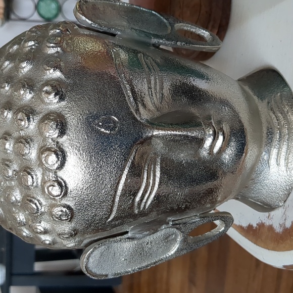 Source Unknown Other - 🩶Silver Metal Buddha Head Decor